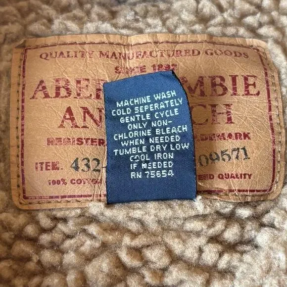 VTG 90s Abercrombie Fitch Corduroy Trucker Jacket Sherpa Lined Brown Men Medium - Picture 4 of 11